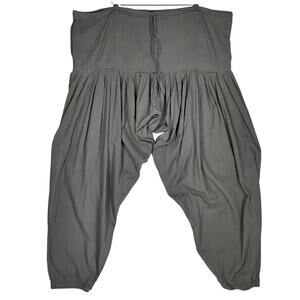 COLORWAYS HIGH‑WAIST LOOSE HAREM COTTON PANTS – WOMEN’S L – GRAY – BOHO STYLE